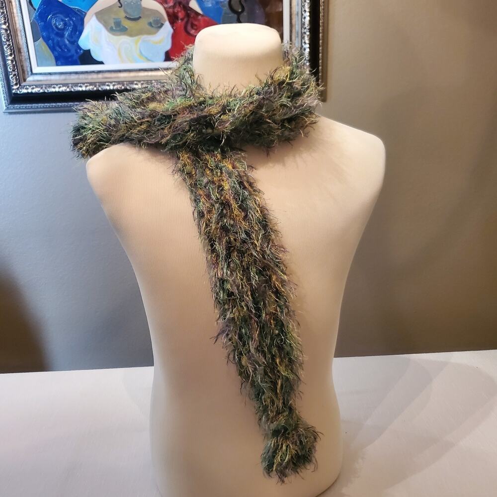 Women Multicolored Fuzzy Eyelash Yarn Scarf Soft Knit Rectangle Wrap Neck Warme